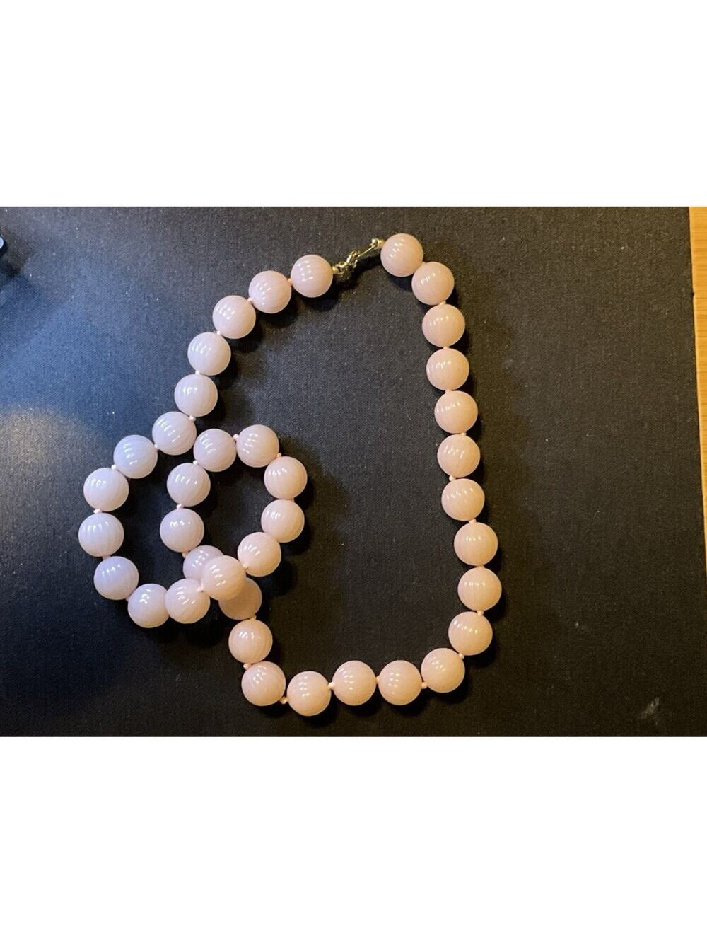 18in Crown Trifari Lucite Light Pink Bead Necklace